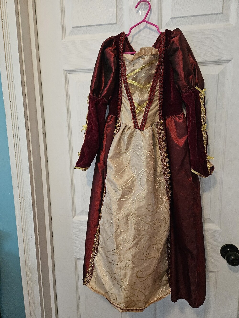 Kids Burgundy and Gold Princess Costume Dress